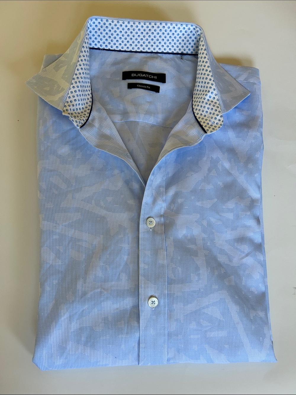 Hard to find floral Bugatchi Pale Blue Abstract Pattern Men's Dress Shirt - Picture 1 of 8